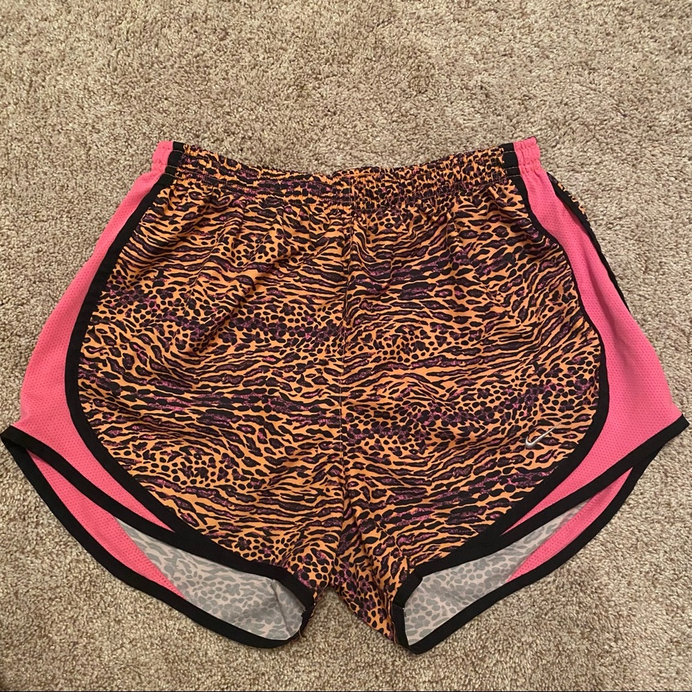 Nike Tempo Shorts in Orange & Pink Leopard Print